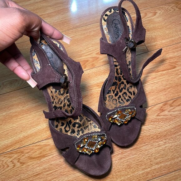 Y2K Brown Suede Heels - Picture 4 of 5